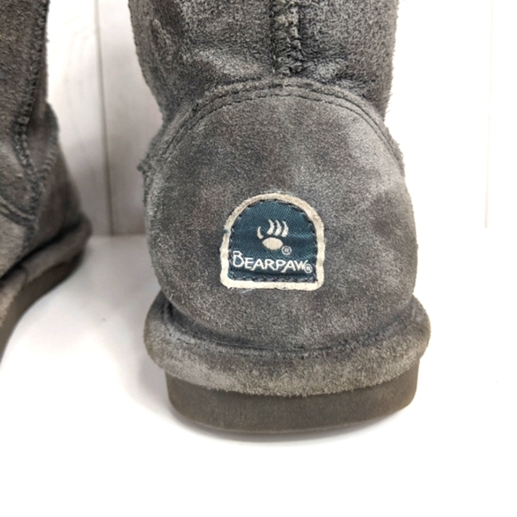 Bearpaw Winter Boots Size Youth 4 Girls Suede Wool Blend Liner Grey - Picture 8 of 11